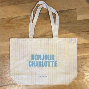 New Sezane Cream and Blue Tote Bag